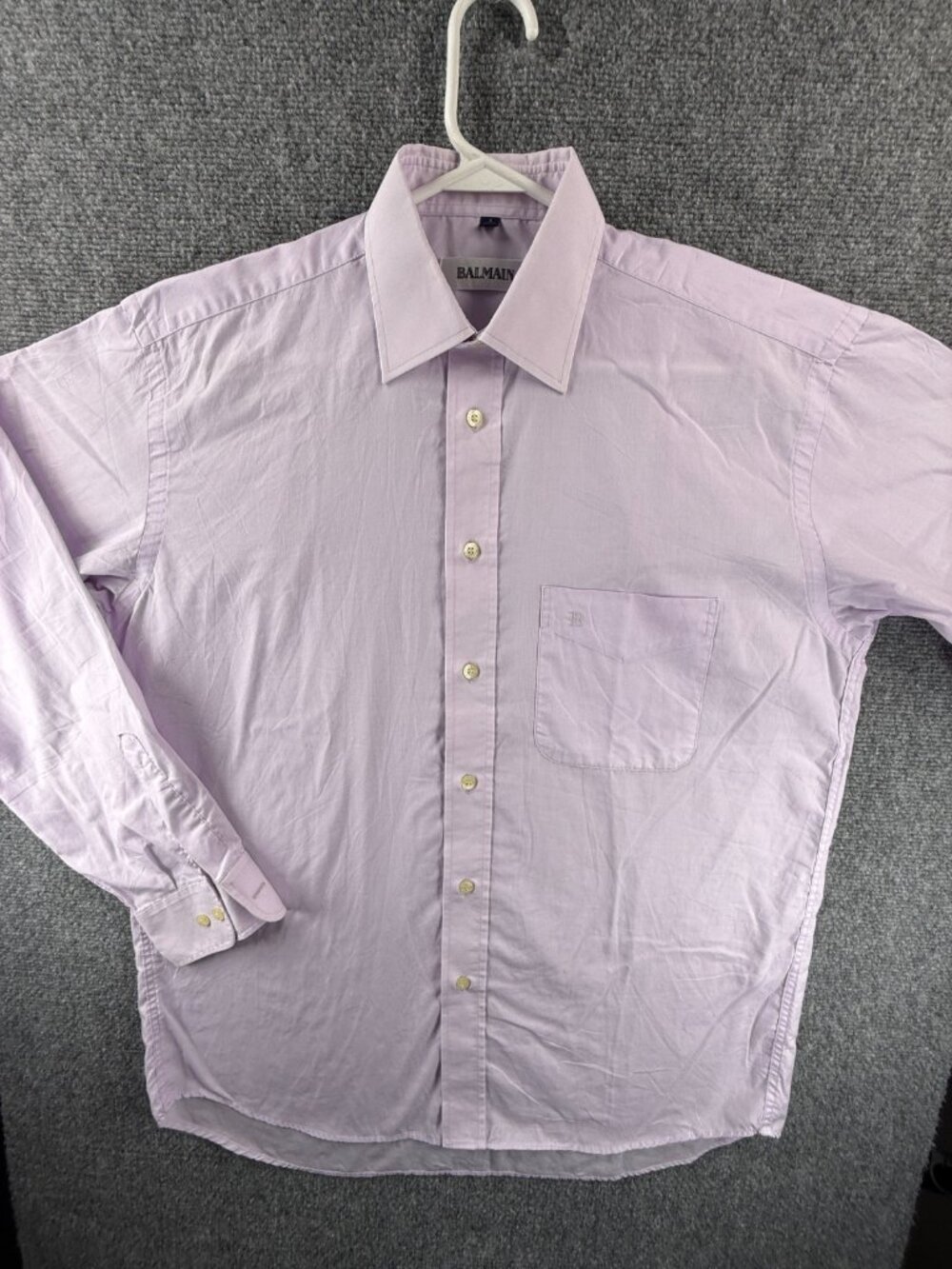 Balmain 3 Polyester Cotton Purple Shirt Pocket Solid Button Up Men Long Sleeve